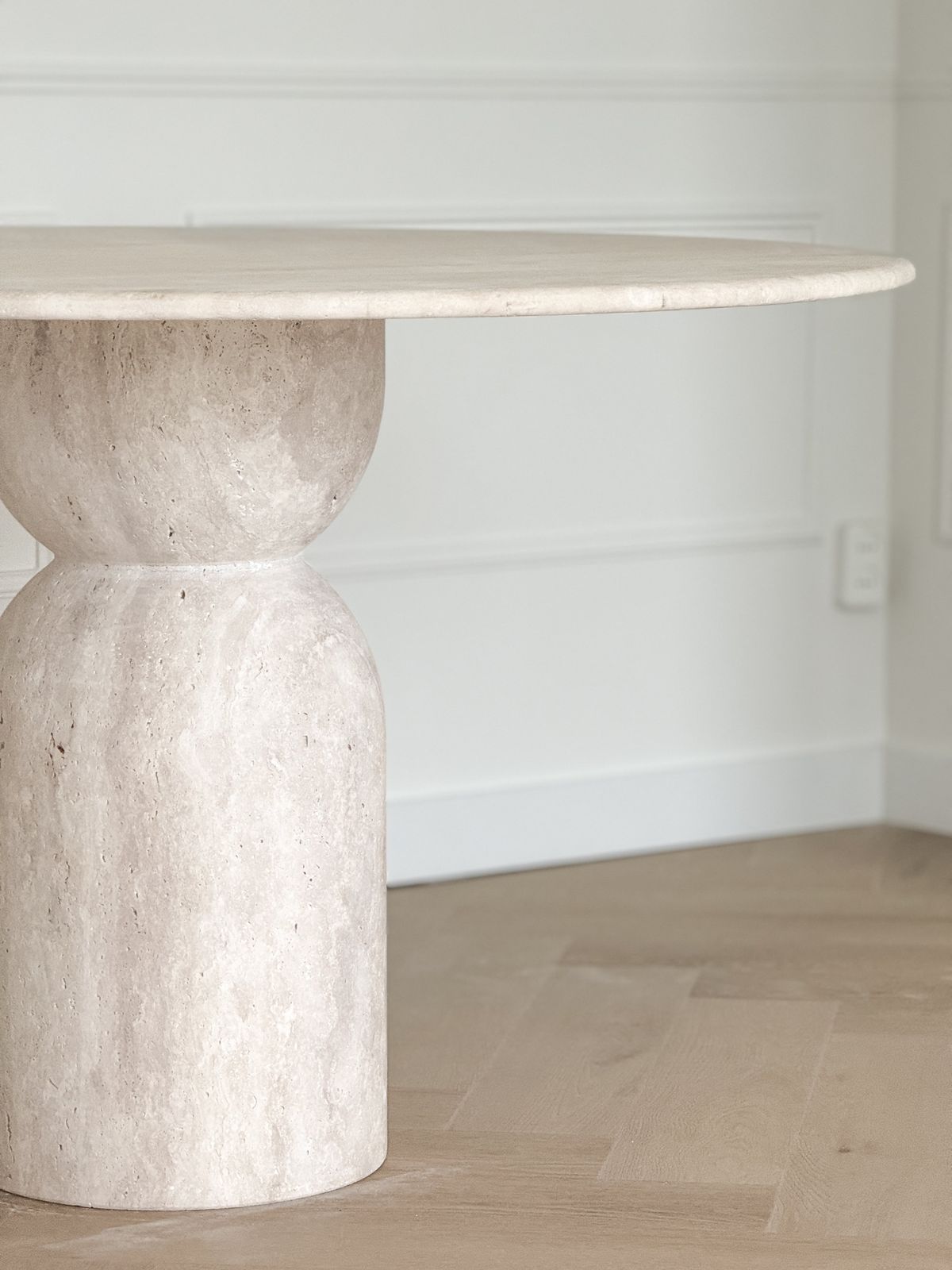 Caldera Travertin Stone Pedestal Table