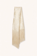 Liore Silk Ivory Jacquard Fringe Scarf
