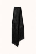 Liore Silk Noir Jacquard Fringe Scarf