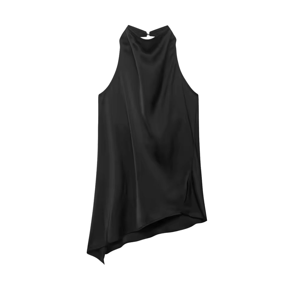 Alara Noir Silk Halter Top