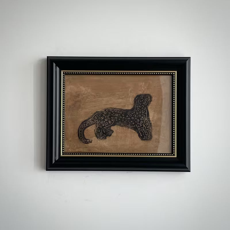 Golden Safari Luipaard Schilderij met Lijst