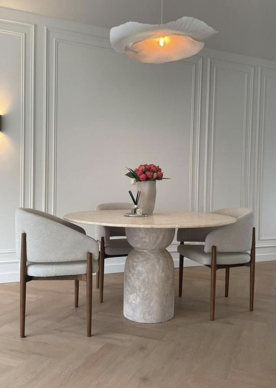 Caldera Travertin Stone Pedestal Table